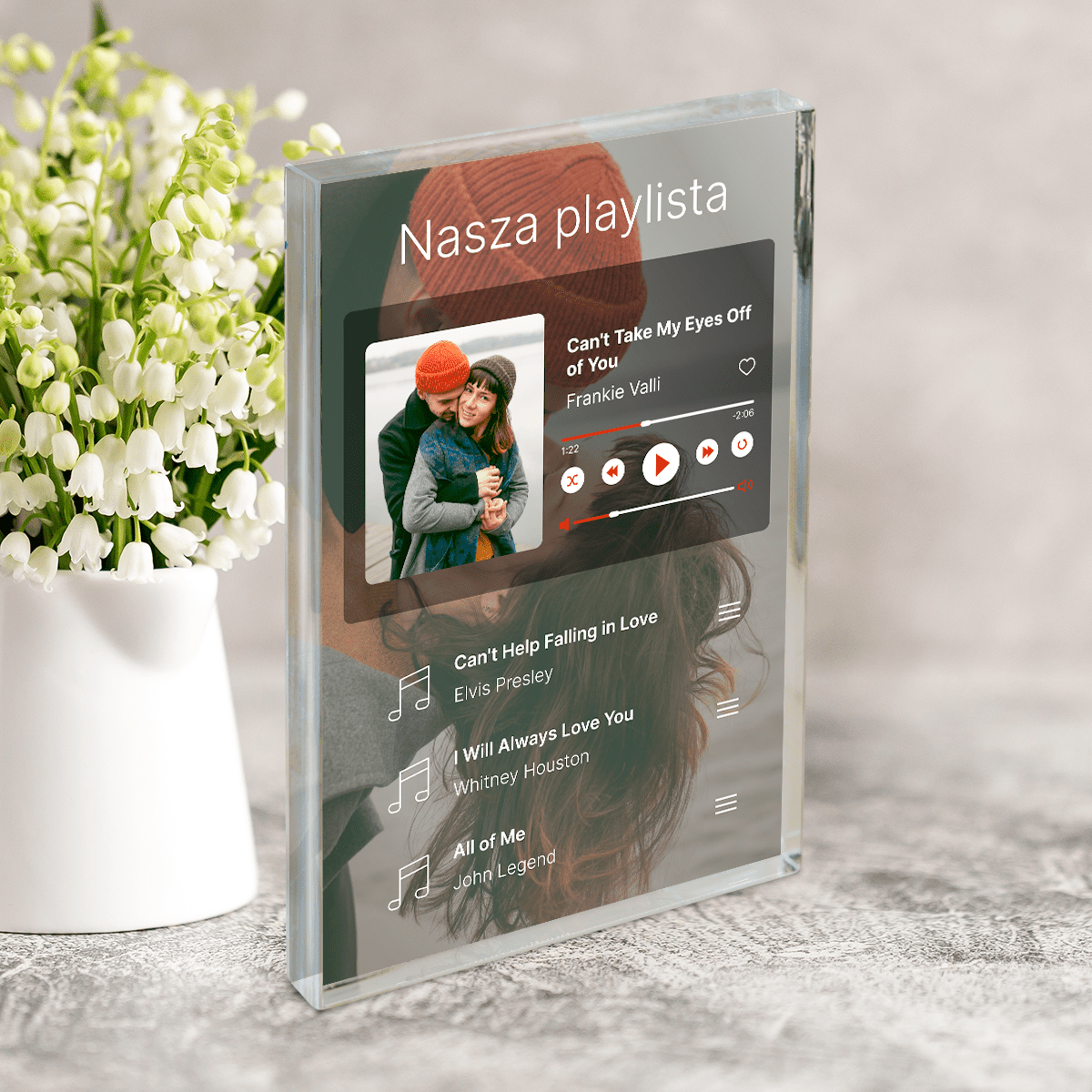 Nasza playlista - Druk na szkle, spersonalizowany prezent dla pary - Adamell.pl