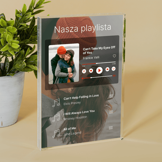 Nasza playlista - Druk na szkle, spersonalizowany prezent dla pary - Adamell.pl