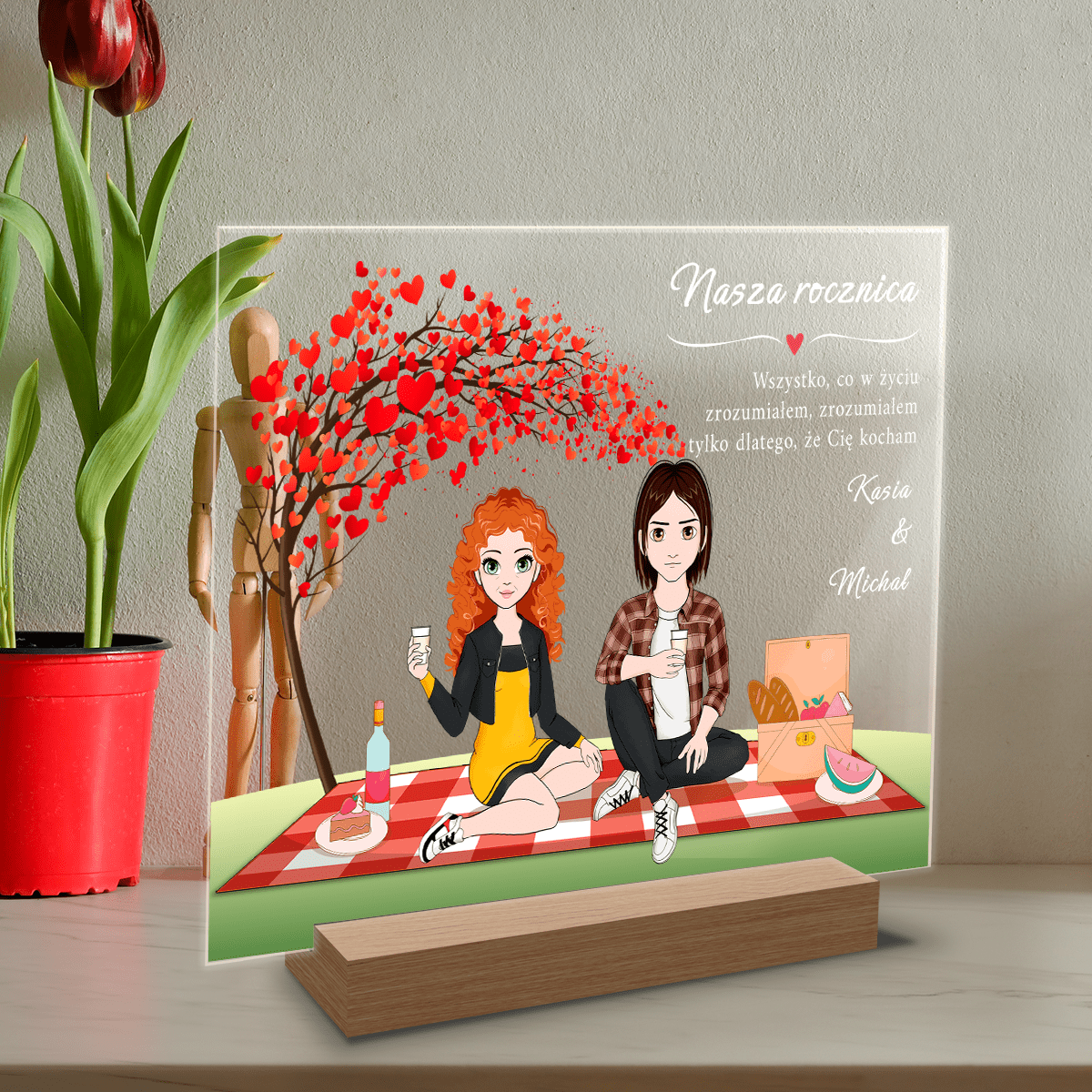 Nasza rocznica clipart - Druk na szkle, spersonalizowany prezent dla pary - Adamell.pl