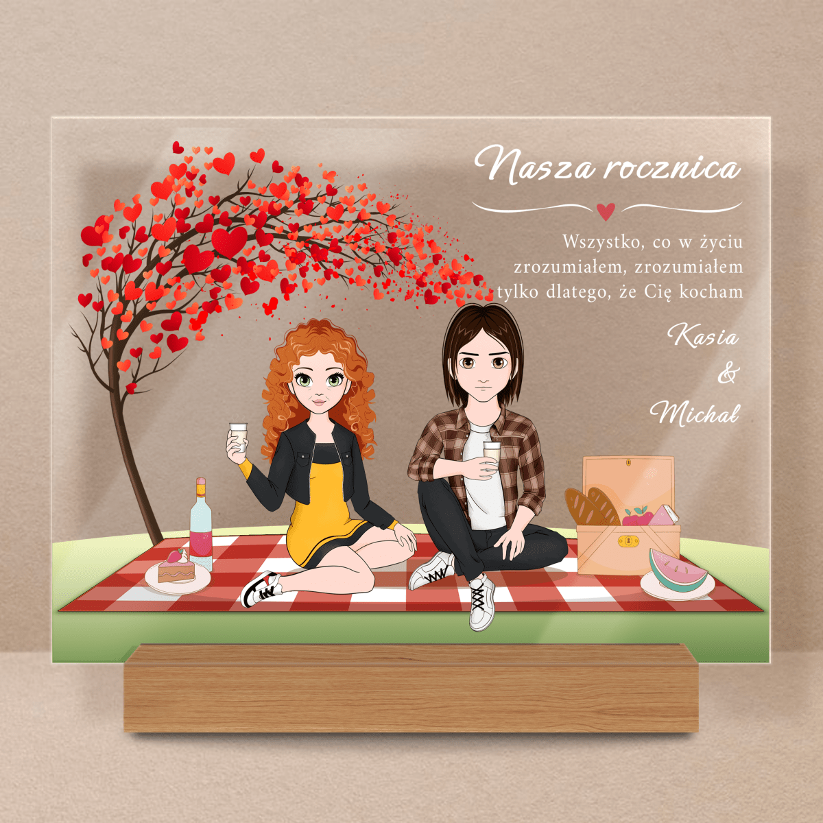 Nasza rocznica clipart - Druk na szkle, spersonalizowany prezent dla pary - Adamell.pl
