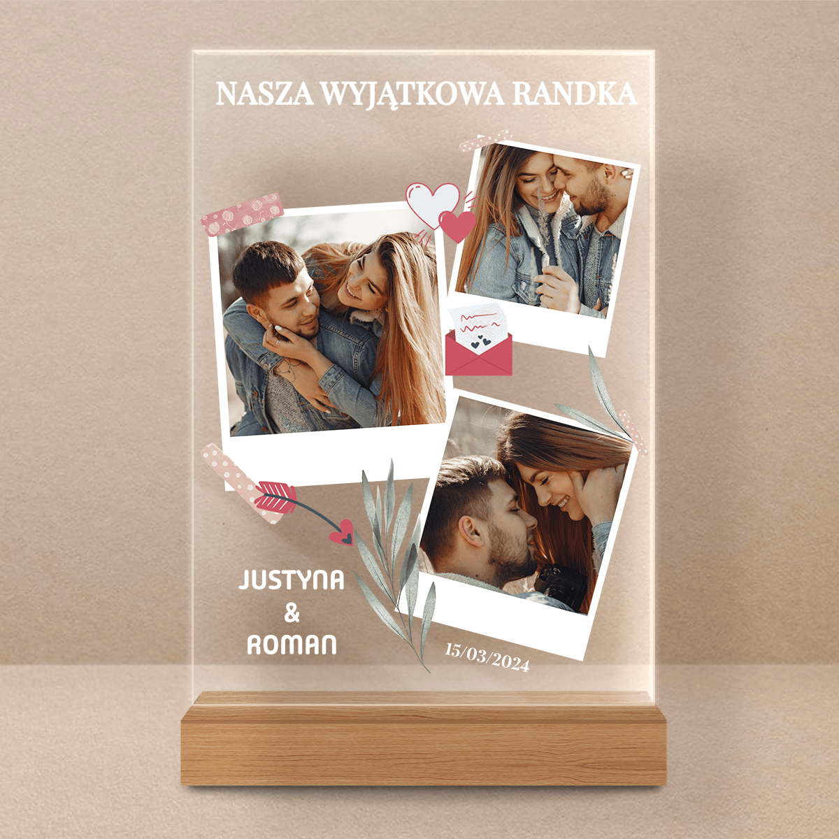 Nasza wyjątkowa randka - Druk na szkle, spersonalizowany prezent dla pary - Adamell.pl