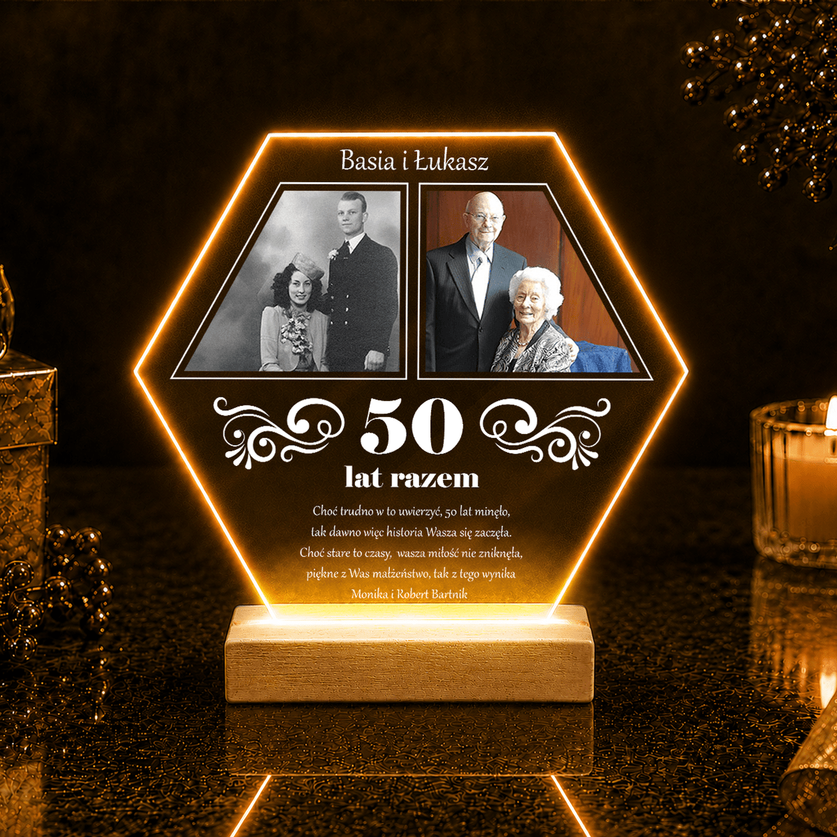 Nasze 50 lat razem - Druk na szkle, spersonalizowany prezent dla pary - Adamell.pl