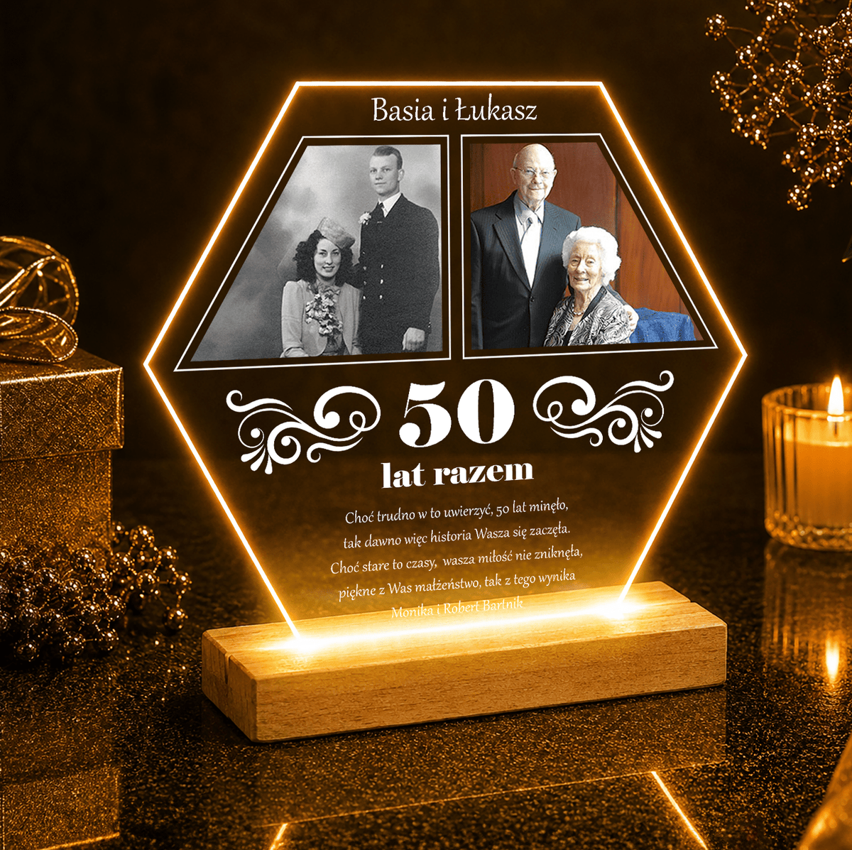 Nasze 50 lat razem - Druk na szkle, spersonalizowany prezent dla pary - Adamell.pl