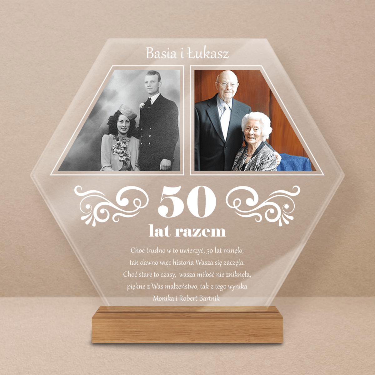 Nasze 50 lat razem - Druk na szkle, spersonalizowany prezent dla pary - Adamell.pl