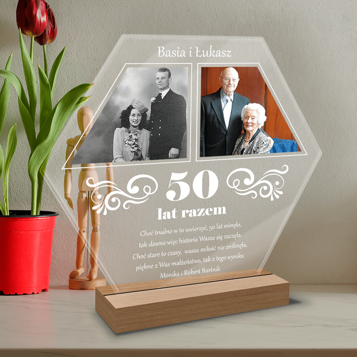 Nasze 50 lat razem - Druk na szkle, spersonalizowany prezent dla pary - Adamell.pl
