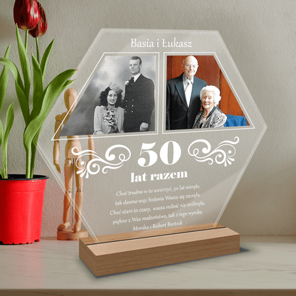 Nasze 50 lat razem - Druk na szkle, spersonalizowany prezent dla pary - Adamell.pl