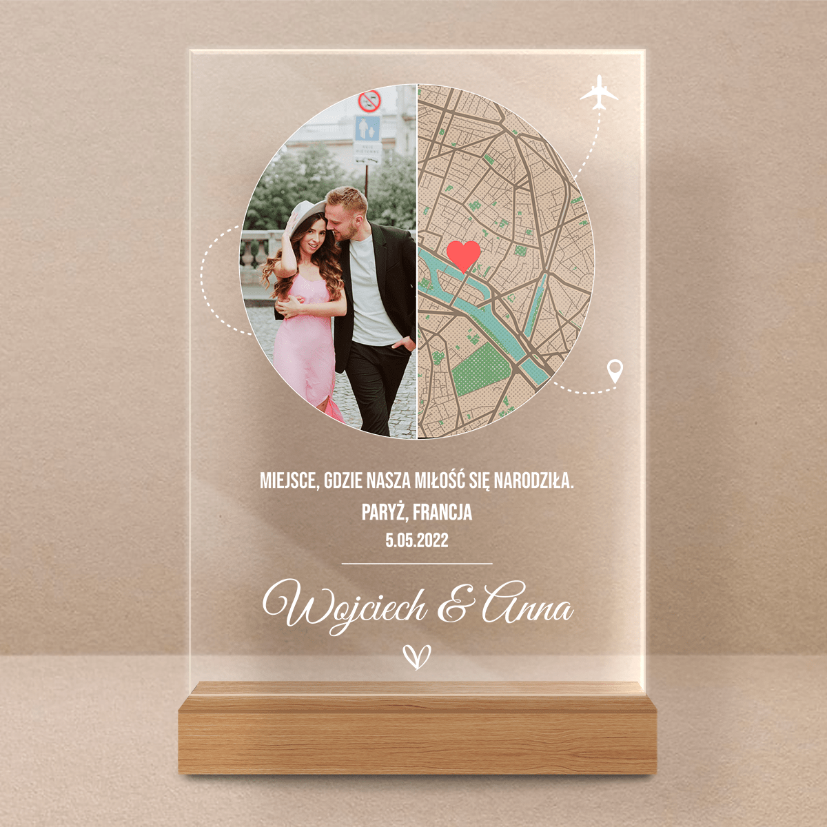 Nasze kochane miejsce - Druk na szkle, spersonalizowany prezent dla pary - Adamell.pl