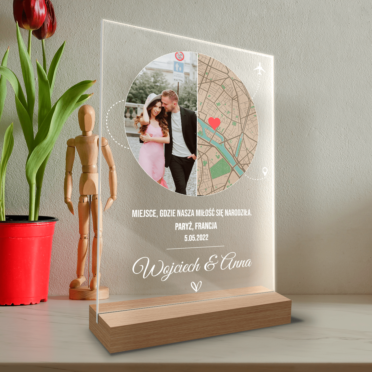 Nasze kochane miejsce - Druk na szkle, spersonalizowany prezent dla pary - Adamell.pl