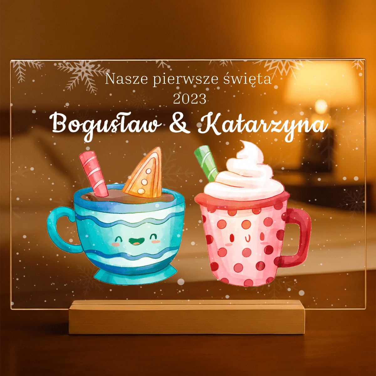 Nasze pierwsze święta razem - Druk na szkle, spersonalizowany prezent dla pary - Adamell.pl