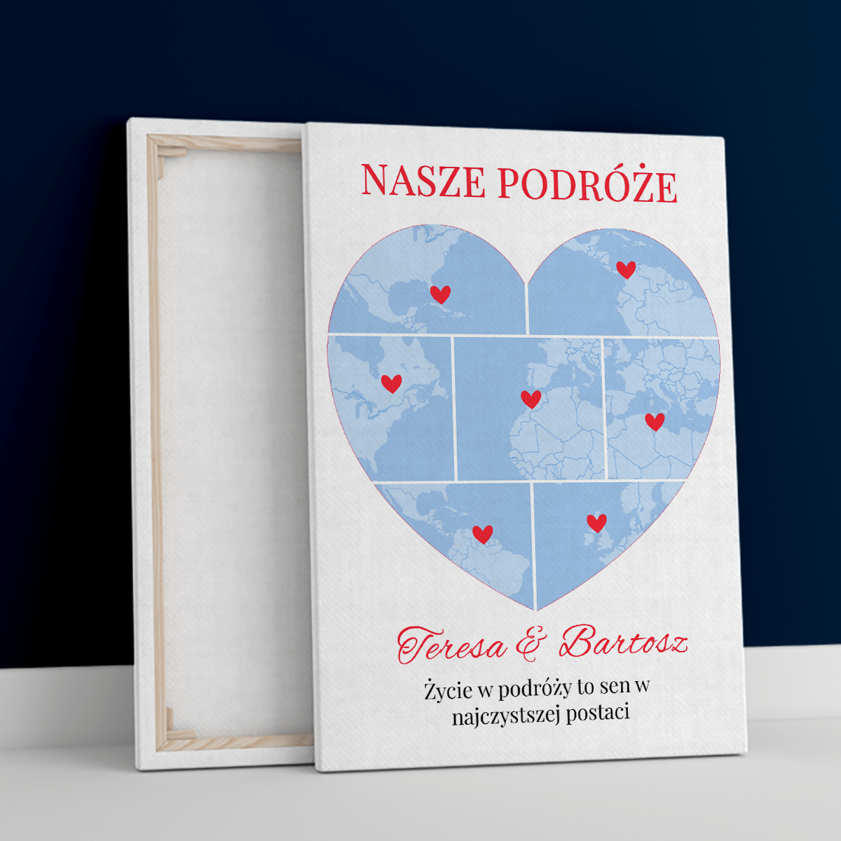 Nasze życie w podróży - druk na płótnie, spersonalizowany prezent dla pary - Adamell.pl