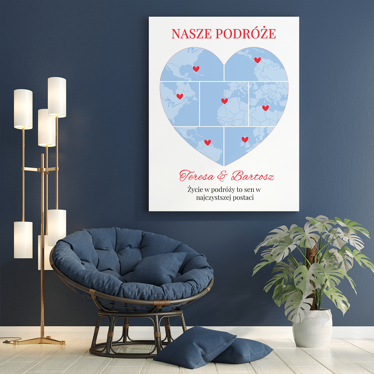 Nasze życie w podróży - druk na płótnie, spersonalizowany prezent dla pary - Adamell.pl