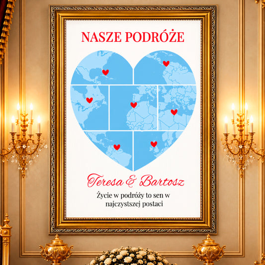 Kolaż ze zdjęć na płótnie Życie w podróży — prezent na rocznicę