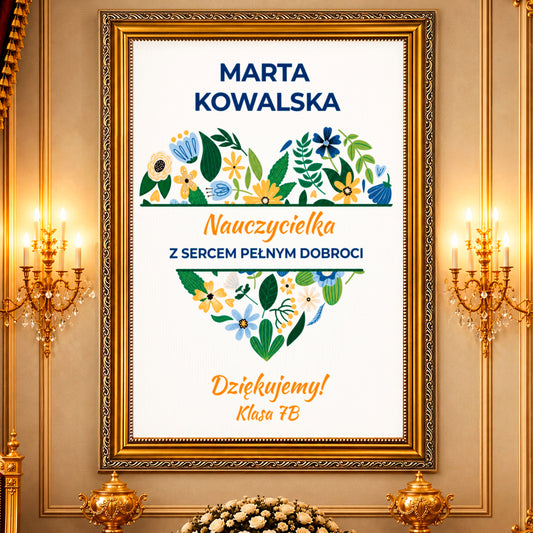 Kolaż ze zdjęć na płótnie Nauczycielka z sercem — prezent dla nauczyciela