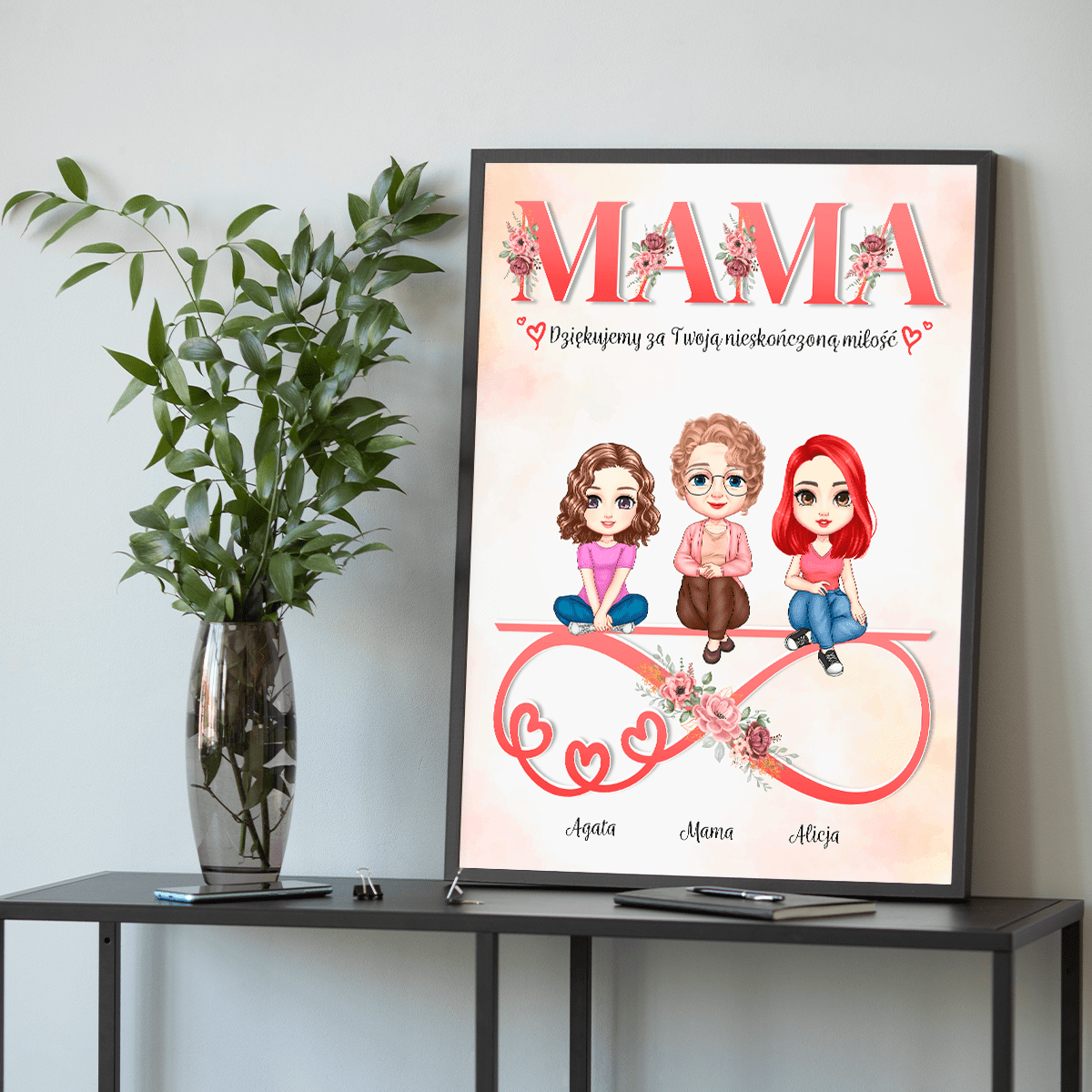 Nieskończona miłość - plakat, spersonalizowany prezent dla mamy - Adamell.pl