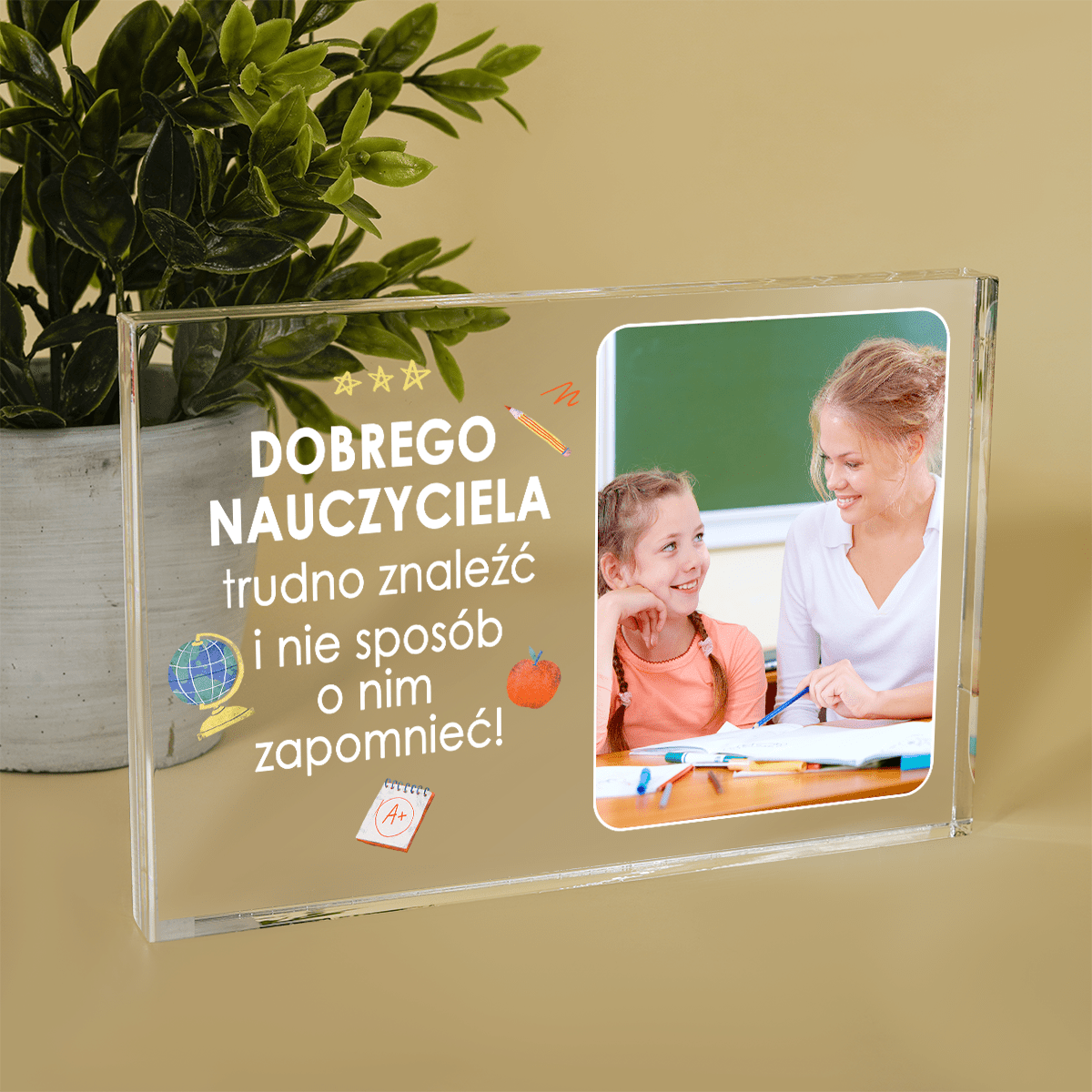 Niezapomniany nauczyciel - Druk na szkle, spersonalizowany prezent dla nauczyciela - Adamell.pl