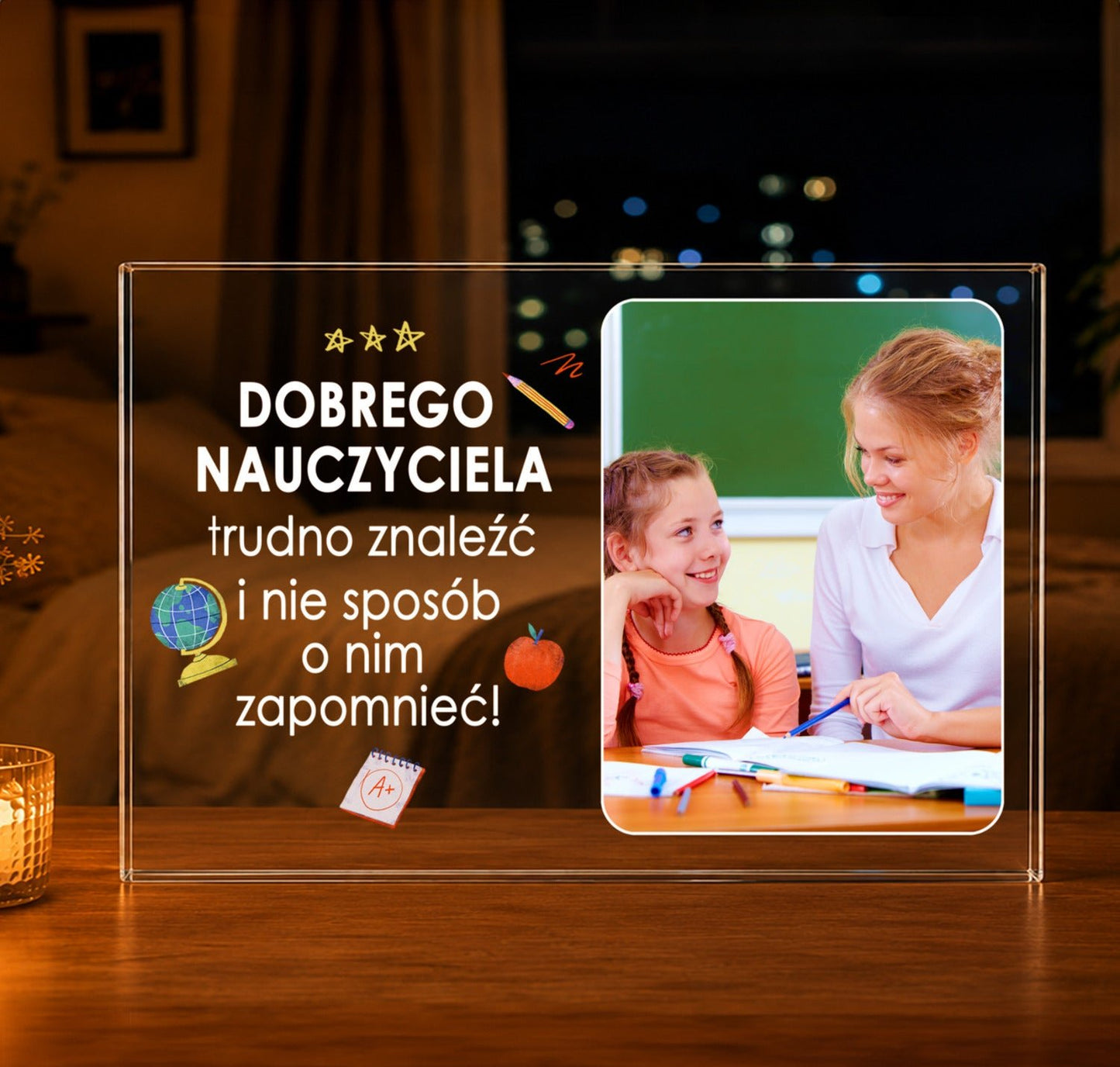 Niezapomniany nauczyciel - Druk na szkle, spersonalizowany prezent dla nauczyciela - Adamell.pl