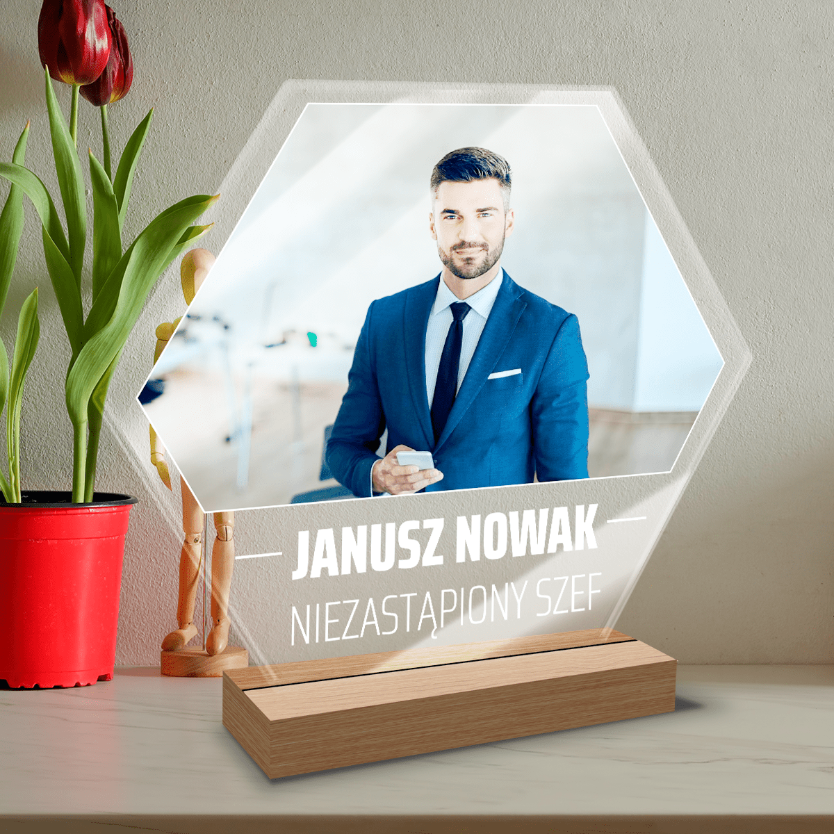 Niezastąpiony szef - Druk na szkle, spersonalizowany prezent dla szefa - Adamell.pl