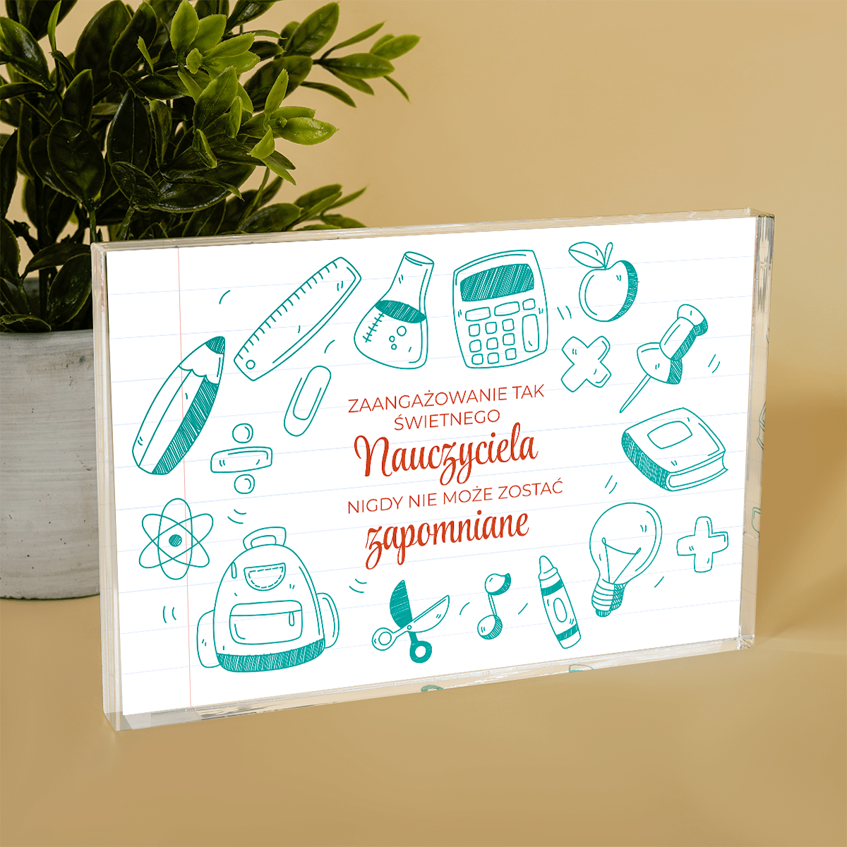 Od klasy dla nauczyciela - Druk na szkle, spersonalizowany prezent dla nauczyciela - Adamell.pl