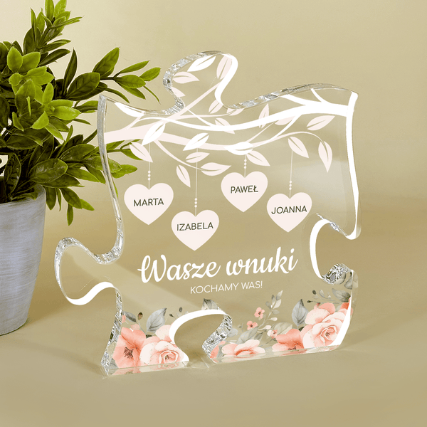 Od Twoich kochających wnuków - Druk na szkle - puzzel, spersonalizowany prezent dla dziadków - Adamell.pl