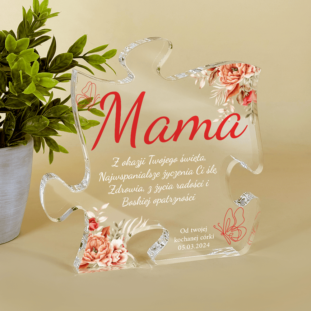 Od Twojej córki - Druk na szkle - puzzel, spersonalizowany prezent dla mamy - Adamell.pl