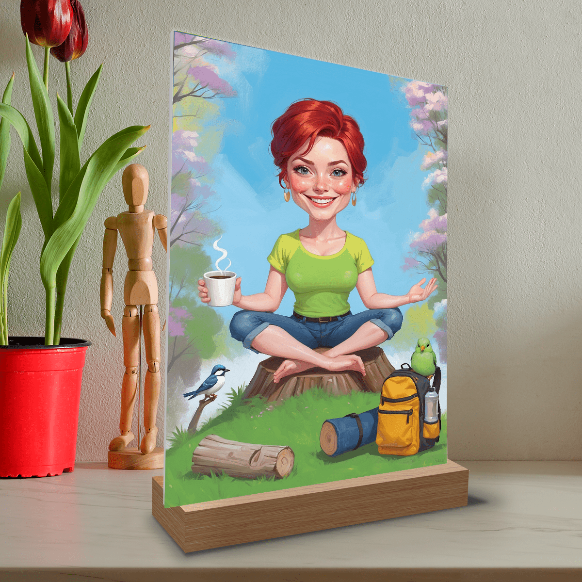 Odpoczynek wśród drzew ilustracja - Druk na szkle, spersonalizowany prezent dla niej - Adamell.pl