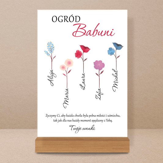 Ogród babci - Druk na szkle, spersonalizowany prezent dla babci - Adamell.pl