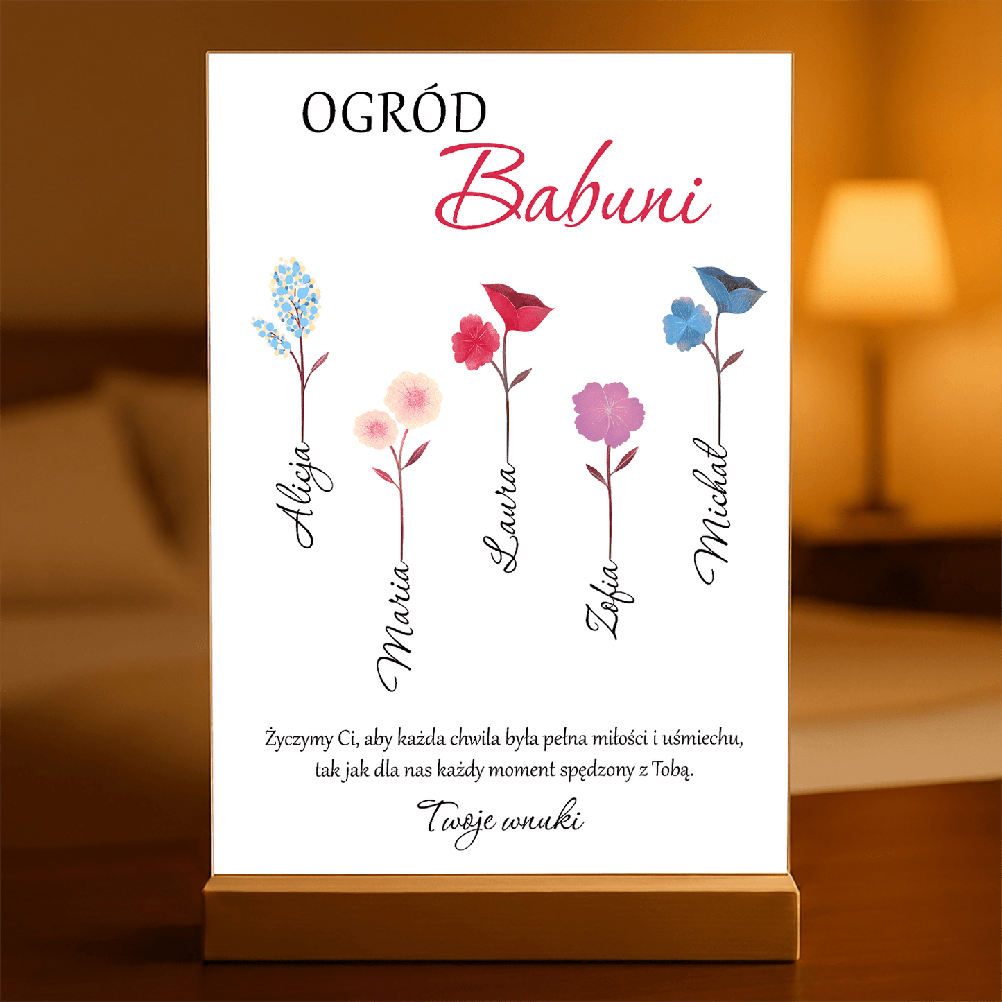 Ogród babci - Druk na szkle, spersonalizowany prezent dla babci - Adamell.pl
