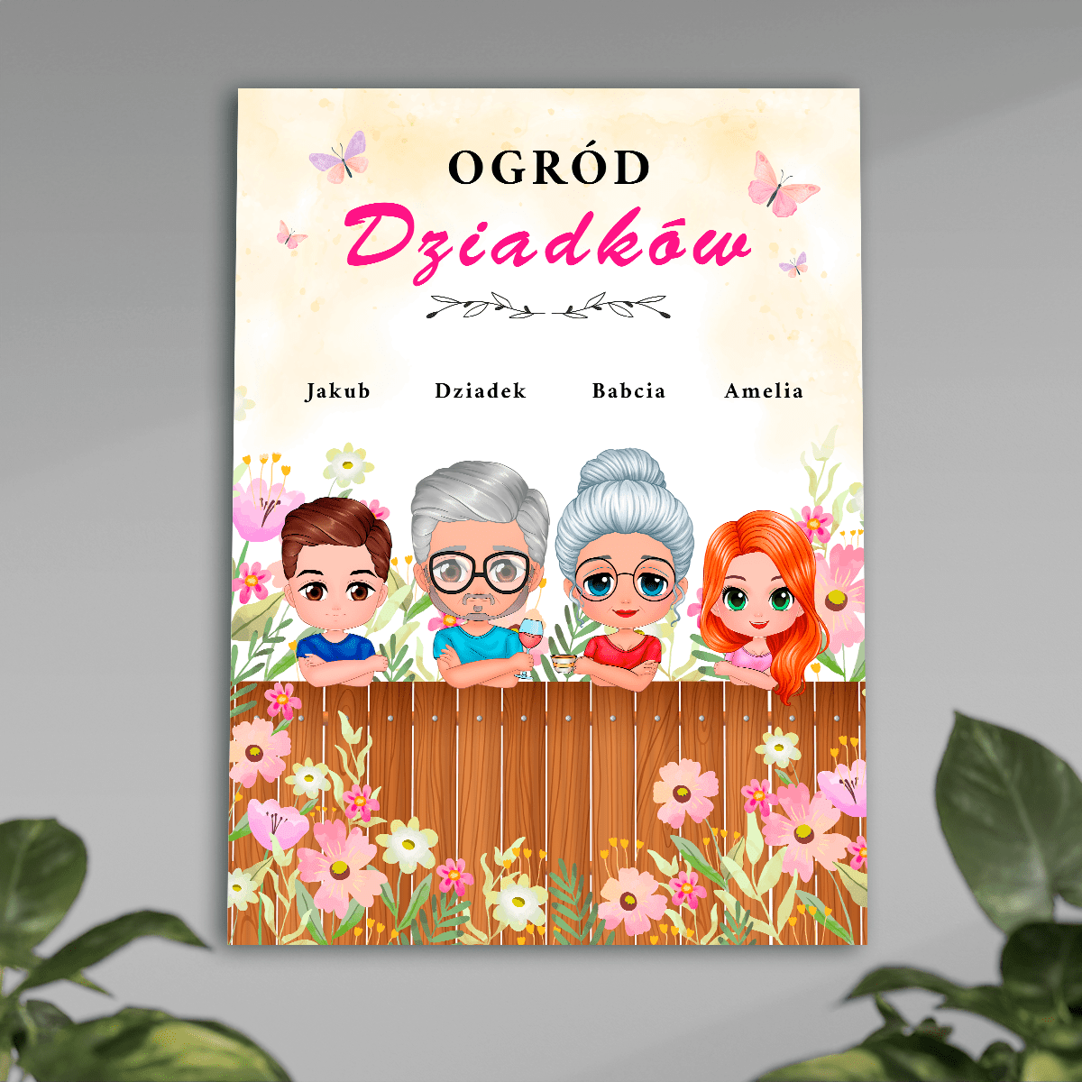 Ogród dziadków - plakat, spersonalizowany prezent dla dziadków - Adamell.pl