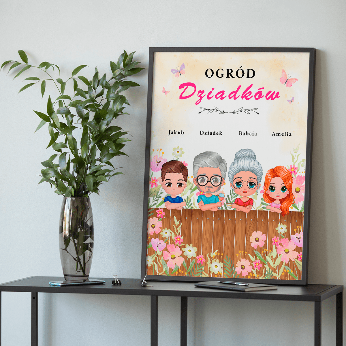 Ogród dziadków - plakat, spersonalizowany prezent dla dziadków - Adamell.pl