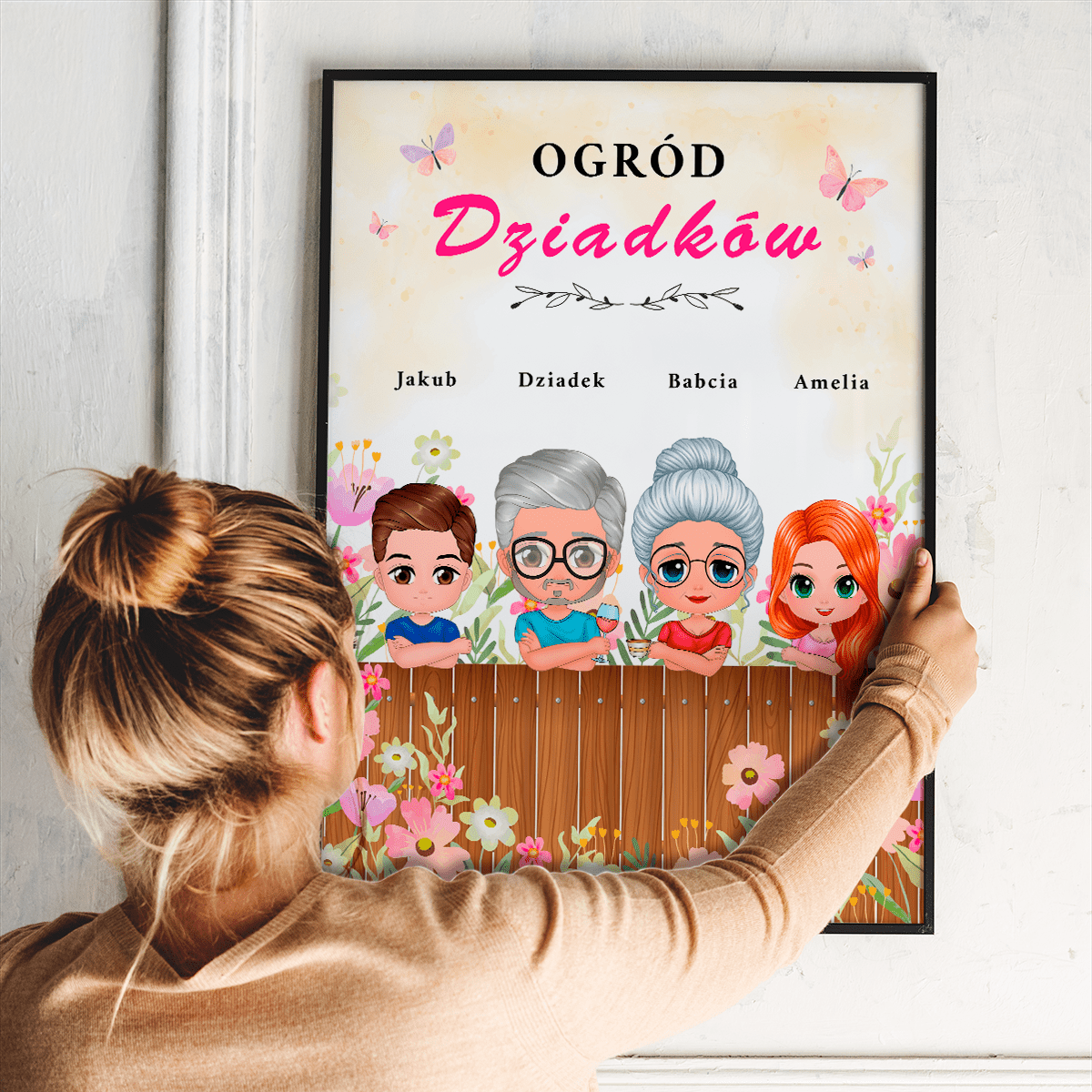 Ogród dziadków - plakat, spersonalizowany prezent dla dziadków - Adamell.pl