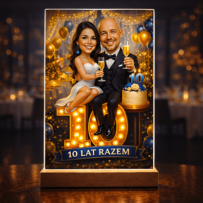 Ona & On Ilustracja - Druk na szkle, spersonalizowany prezent dla pary - Adamell.pl