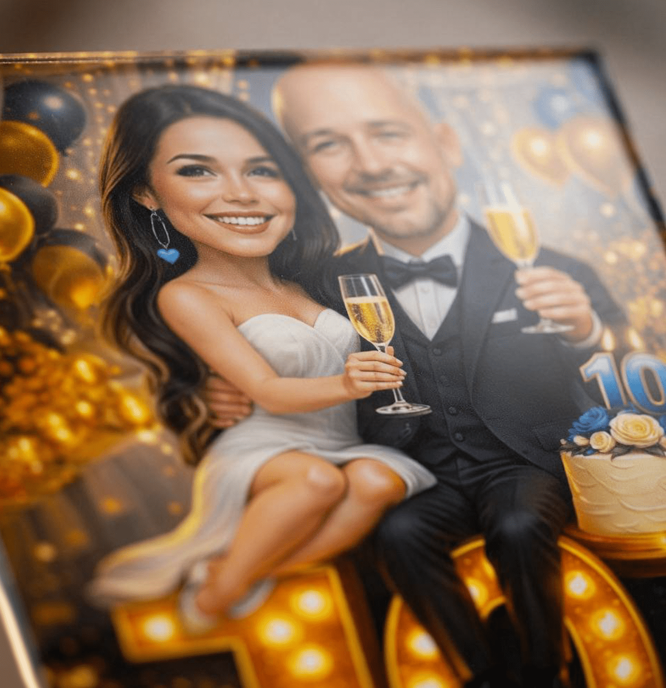 Ona & On Ilustracja - Druk na szkle, spersonalizowany prezent dla pary - Adamell.pl