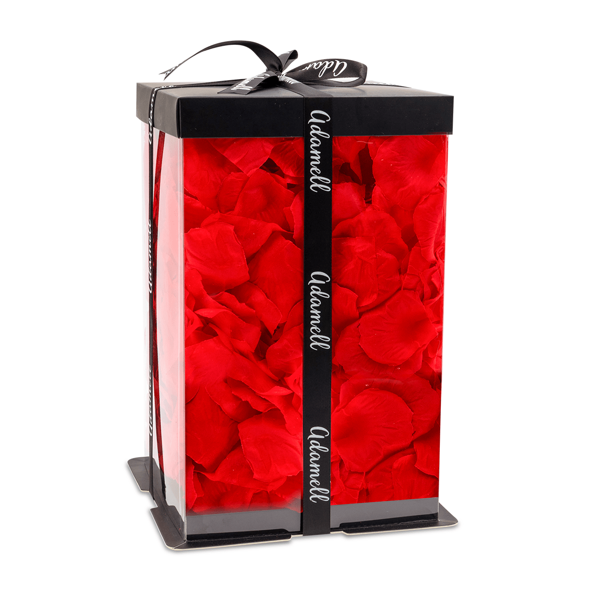 Opakowanie prezentowe wypełnione płatkami róż - Adamell.pl
