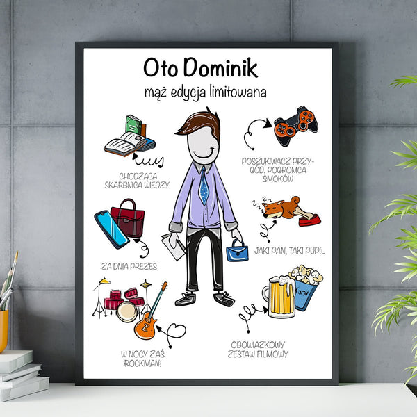 Oto mąż - plakat, spersonalizowany prezent dla męża - Adamell.pl