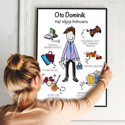 Oto mąż - plakat, spersonalizowany prezent dla męża - Adamell.pl