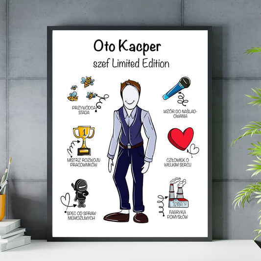 Oto szef - plakat, spersonalizowany prezent dla szefa - Adamell.pl
