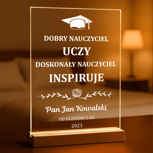Pamiątka dla nauczyciela - Druk na szkle, spersonalizowany prezent dla nauczyciela - Adamell.pl