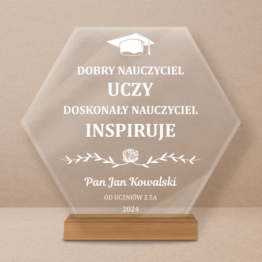 Pamiątka dla nauczyciela - Druk na szkle, spersonalizowany prezent dla nauczyciela - Adamell.pl