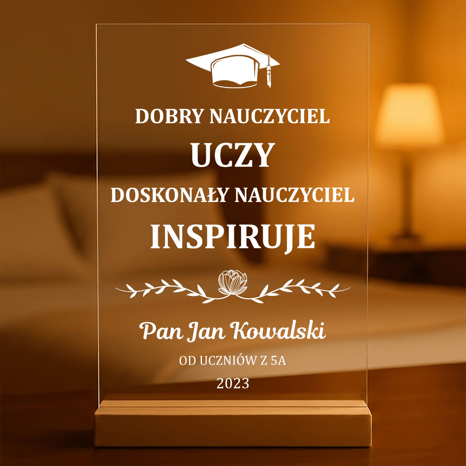 Pamiątka dla nauczyciela - Druk na szkle, spersonalizowany prezent dla nauczyciela - Adamell.pl