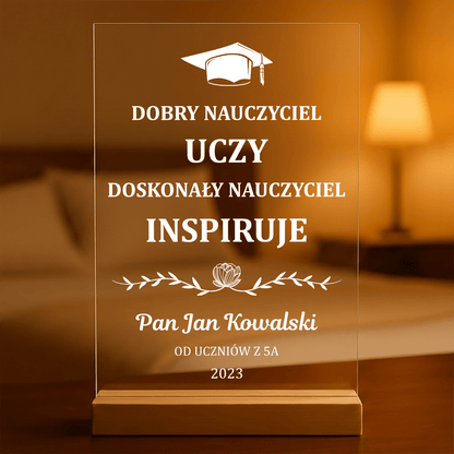 Pamiątka dla nauczyciela - Druk na szkle, spersonalizowany prezent dla nauczyciela - Adamell.pl