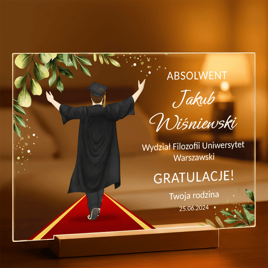 Pamiątka magistra - Druk na szkle, spersonalizowany prezent dla absolwenta - Adamell.pl