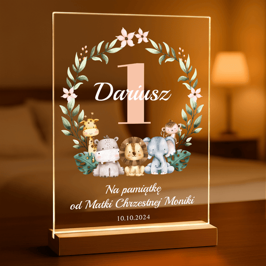 Pamiątka na roczek - Druk na szkle, spersonalizowany prezent dla dziecka - Adamell.pl