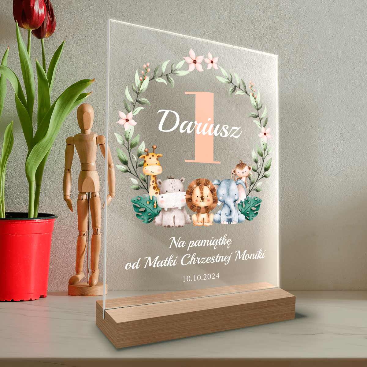 Pamiątka na roczek - Druk na szkle, spersonalizowany prezent dla dziecka - Adamell.pl