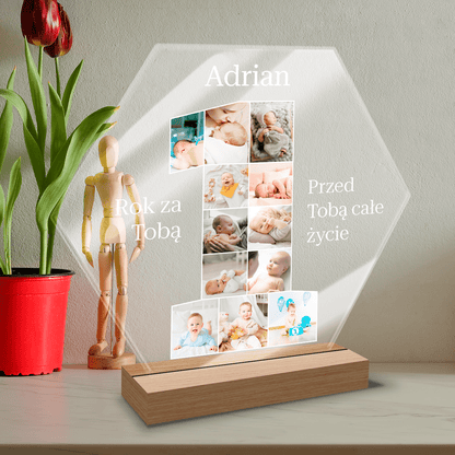 Pamiątka pierwszych urodzin - Druk na szkle, spersonalizowany prezent dla dziecka - Adamell.pl