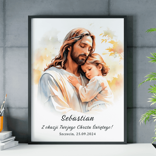 Pamiątka z dnia chrztu - plakat, spersonalizowany prezent dla dziecka - Adamell.pl