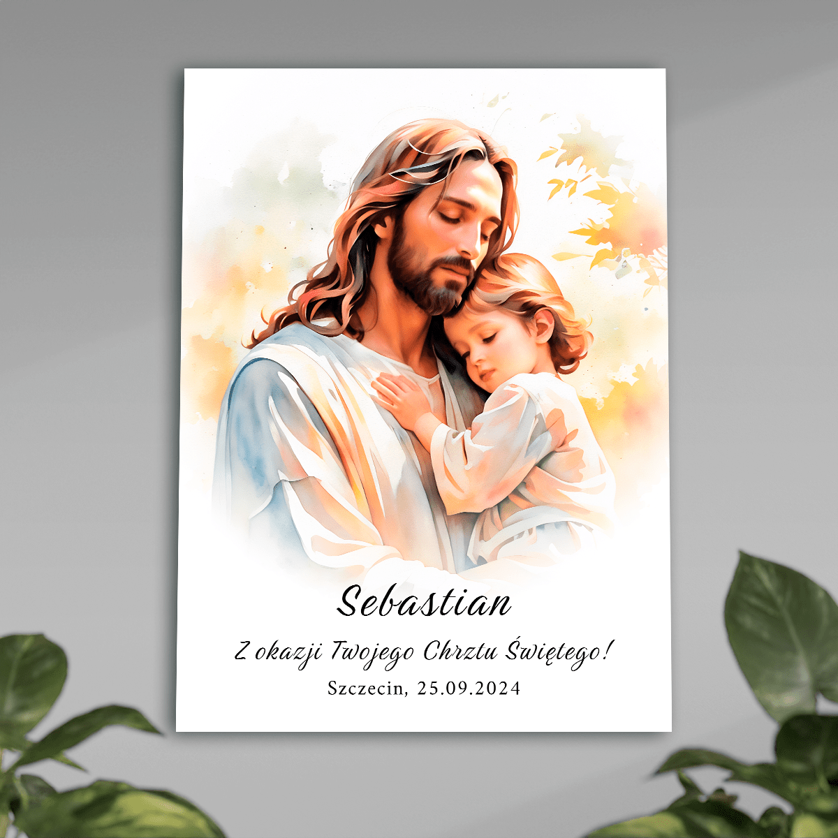 Pamiątka z dnia chrztu - plakat, spersonalizowany prezent dla dziecka - Adamell.pl