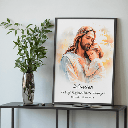 Pamiątka z dnia chrztu - plakat, spersonalizowany prezent dla dziecka - Adamell.pl