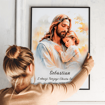 Pamiątka z dnia chrztu - plakat, spersonalizowany prezent dla dziecka - Adamell.pl