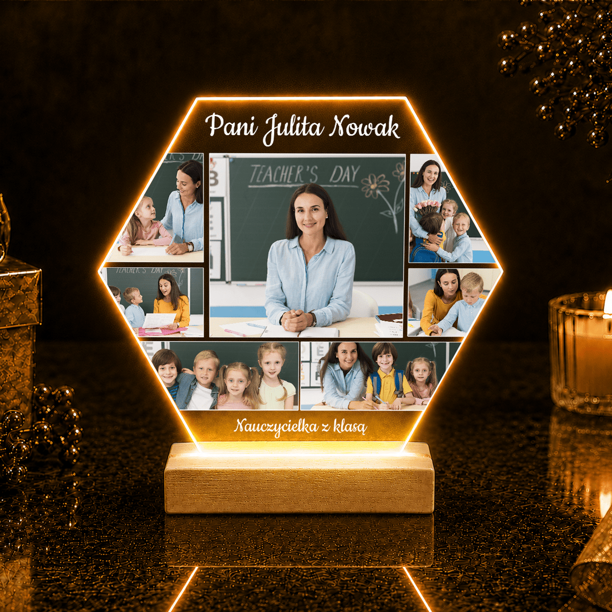 Pani nauczycielka z klasą - Druk na szkle, spersonalizowany prezent dla nauczyciela - Adamell.pl