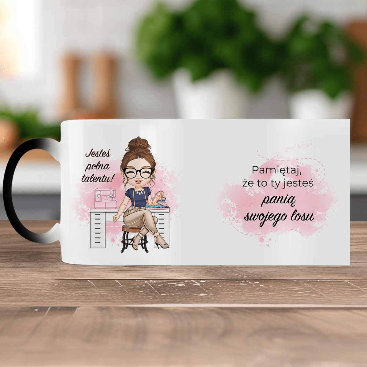Pani swojego losu Clipart - 1x Kubek magiczny z nadrukiem, spersonalizowany prezent dla niej - Adamell.pl